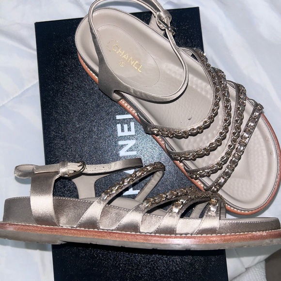 Chanel Beige Chain Strap Sandals - Picture 7 of 7